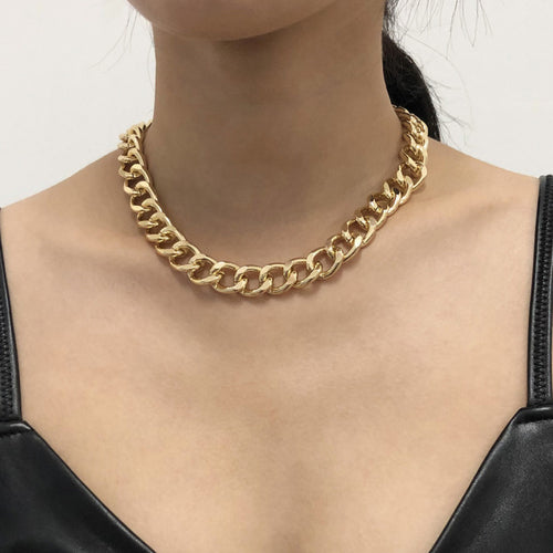 2021 Fashion Big Necklace for Women Twist Gold Silver Color Chunky