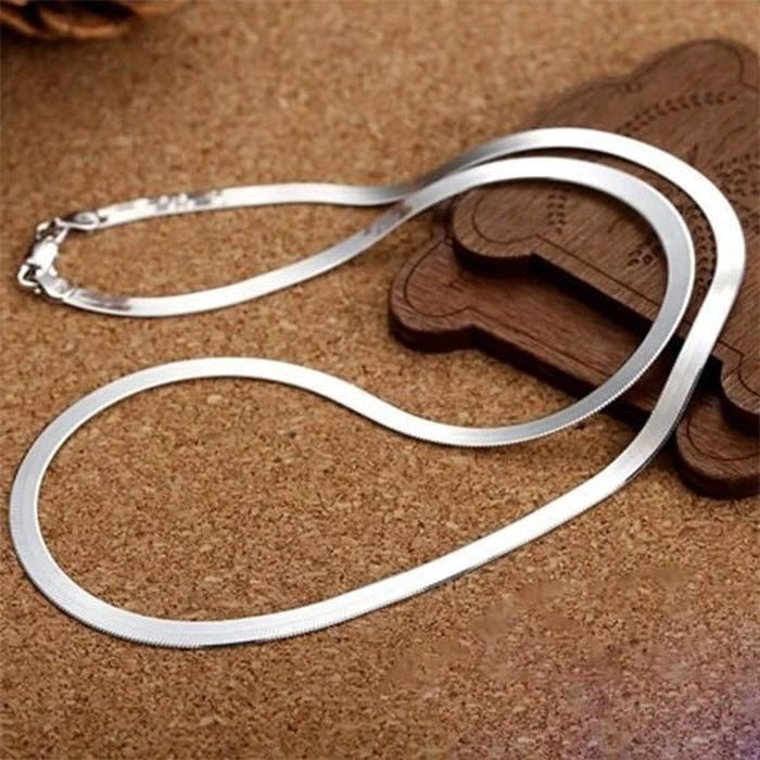 925 Sterling silver 18K Gold 4MM Flat chain Necklace for Women Luxury