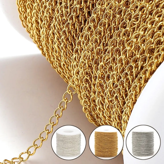 2meters Stainless Steel Extension Chain 2/3/4mm Gold Necklace Chains