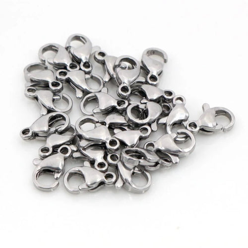 30pcs/lot 12*7mm 10*5mm Stainless Steel Gold Plated Lobster Clasp