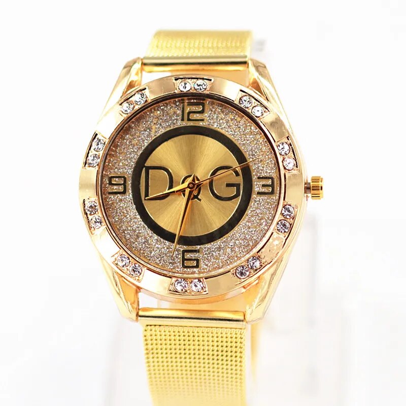 2022 Fashion Luxury Watch DQG Crystal Quartz Female Watch Gold Silver