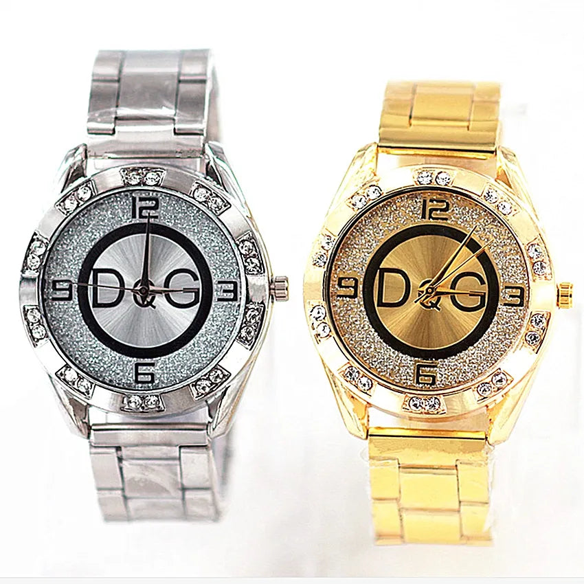 2022 Fashion Luxury Watch DQG Crystal Quartz Female Watch Gold Silver