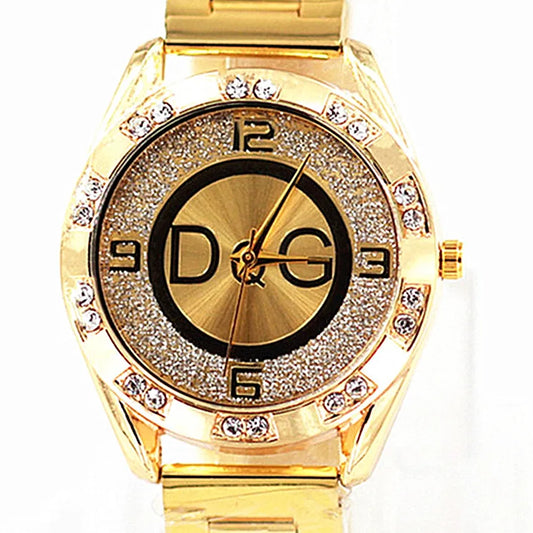 2022 Fashion Luxury Watch DQG Crystal Quartz Female Watch Gold Silver