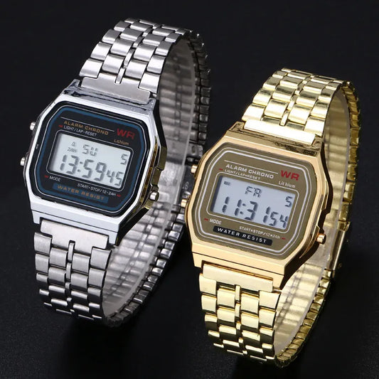 Women Men Unisex Watch Gold Silver Black Vintage LED Digital Sports